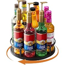 Nuovoware 9 Bottles Rotating Coffee Syrup Rack, Black+Black