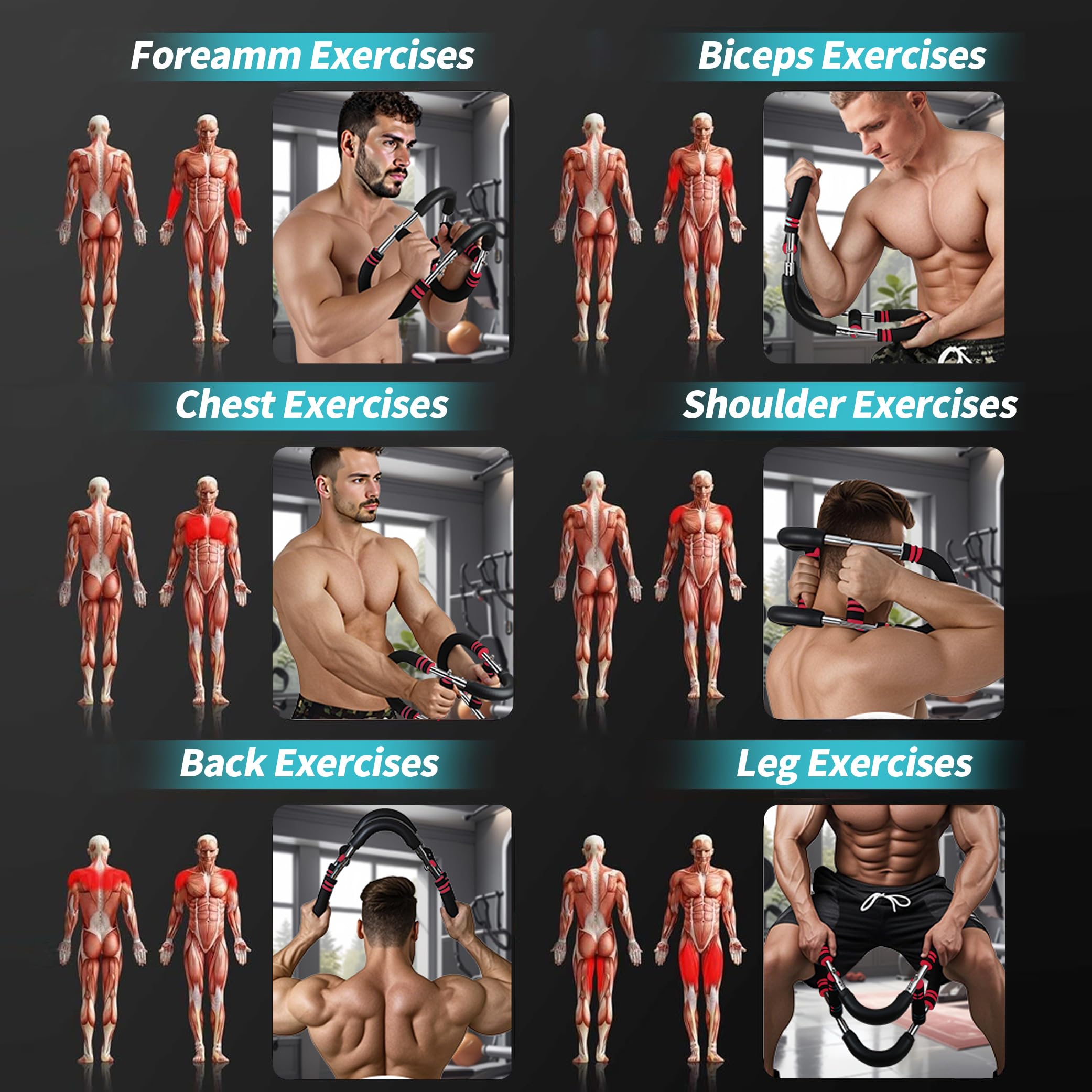 Armtrainer, Twister-Armtrainer, verstellbarer Brust-Expander, Trizeps-Workout-Ausrüstung, perfekte Körperform für Männer, drei Gänge zur Anpassung von 27,2–50 kg, geeignet für Anfänger und