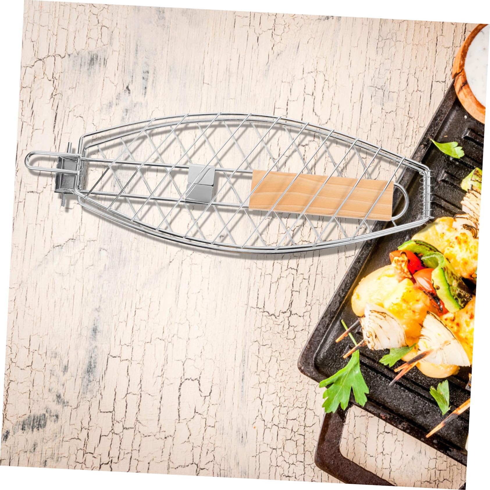 Premium 2-częściowy zestaw koszy do grillowania ryb, składany, odporny na wysokie temperatury, uchwyt ze stali nierdzewnej, przenośny, do gotowania wewnątrz i na zewnątrz, idealny do ryb i owoców