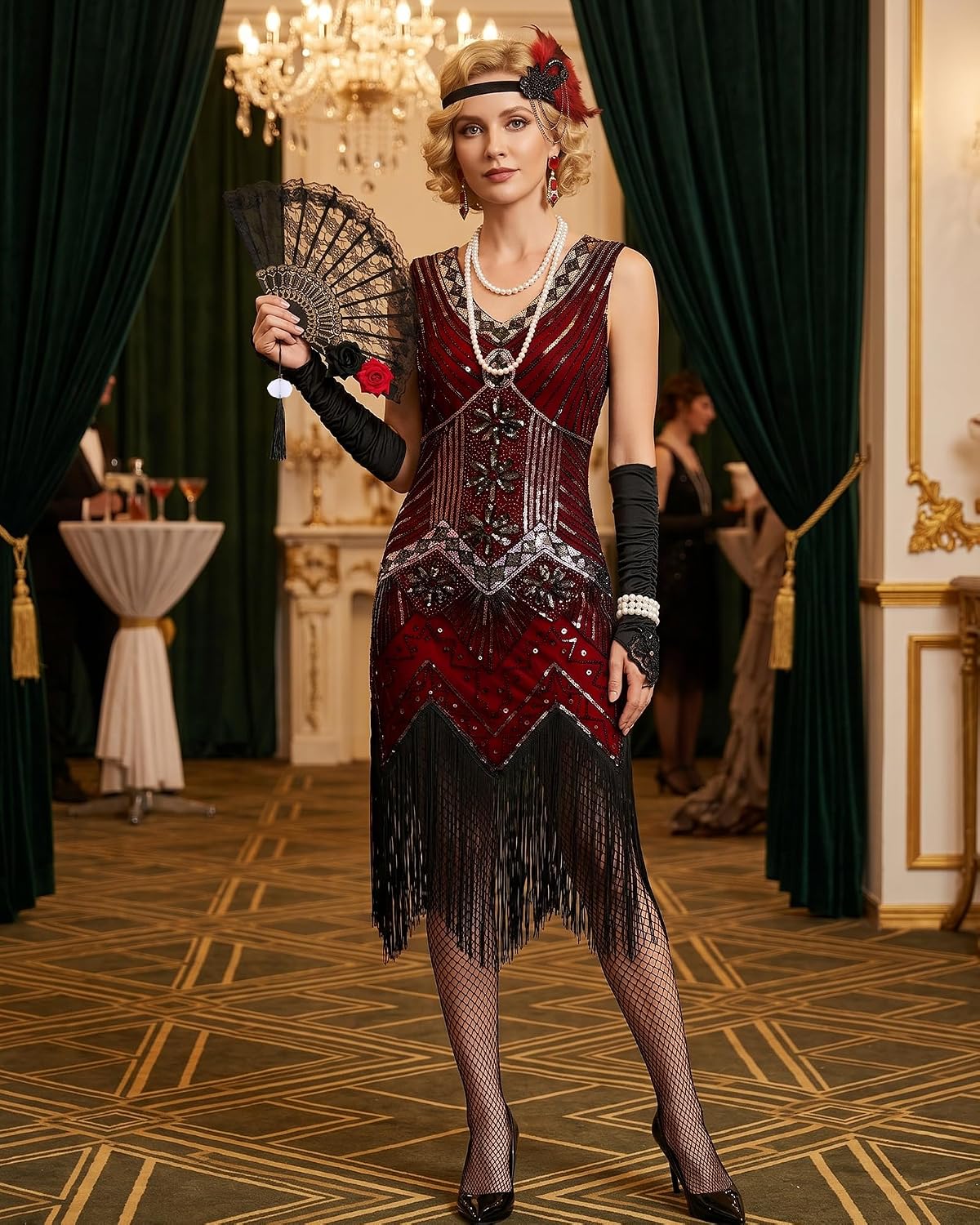 1920s Dresses for Women Flapper Dress Fringes Accessories Vintage Costume