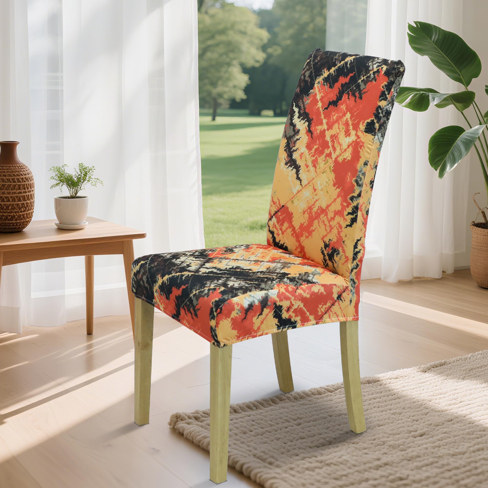 DREAHOTEXTIL coprisedia con schienale、coprisedia elasticizzati、coprisedie antigraffio gatto、copri sedia da ufficio (set da 2/4/6 pezzi con schienale) per salotti, cucine, feste e hotel. (6, Fiamma)