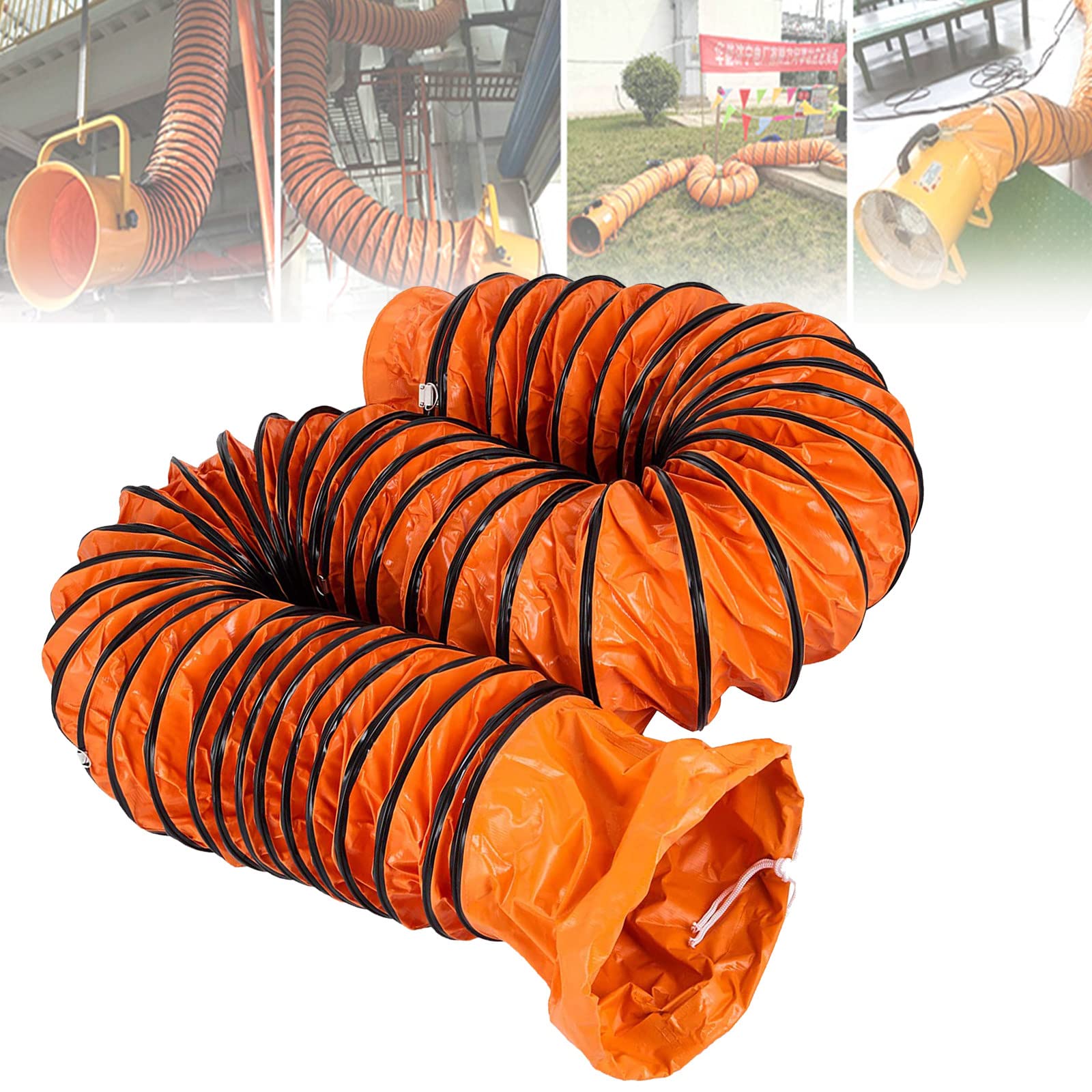 Tubo de ventilación de PVC de 5 m - Manguera telescópica de Nailon para Extractor de Aire, 25 cm de diámetro, conducto de extracción de Humos, solución de ventilación Duradera para Uso domés