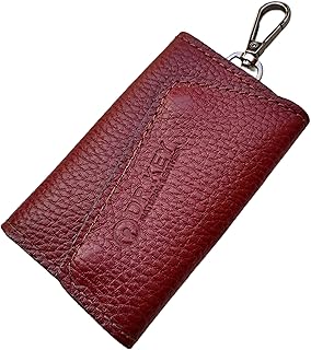 Dr.Key Unisex Genuine Grain Leather Smart Key Wallet (Maroon)
