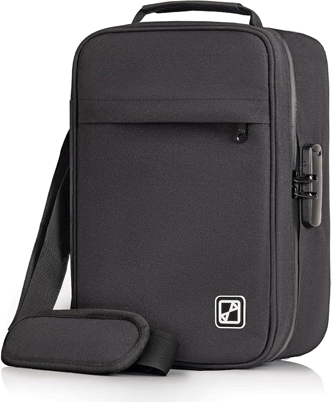 Estojo organizador de viagem DANNHICH com fechadura de combinação, revestimento de carvão ativado e zíperes YKK – Preto, Médio