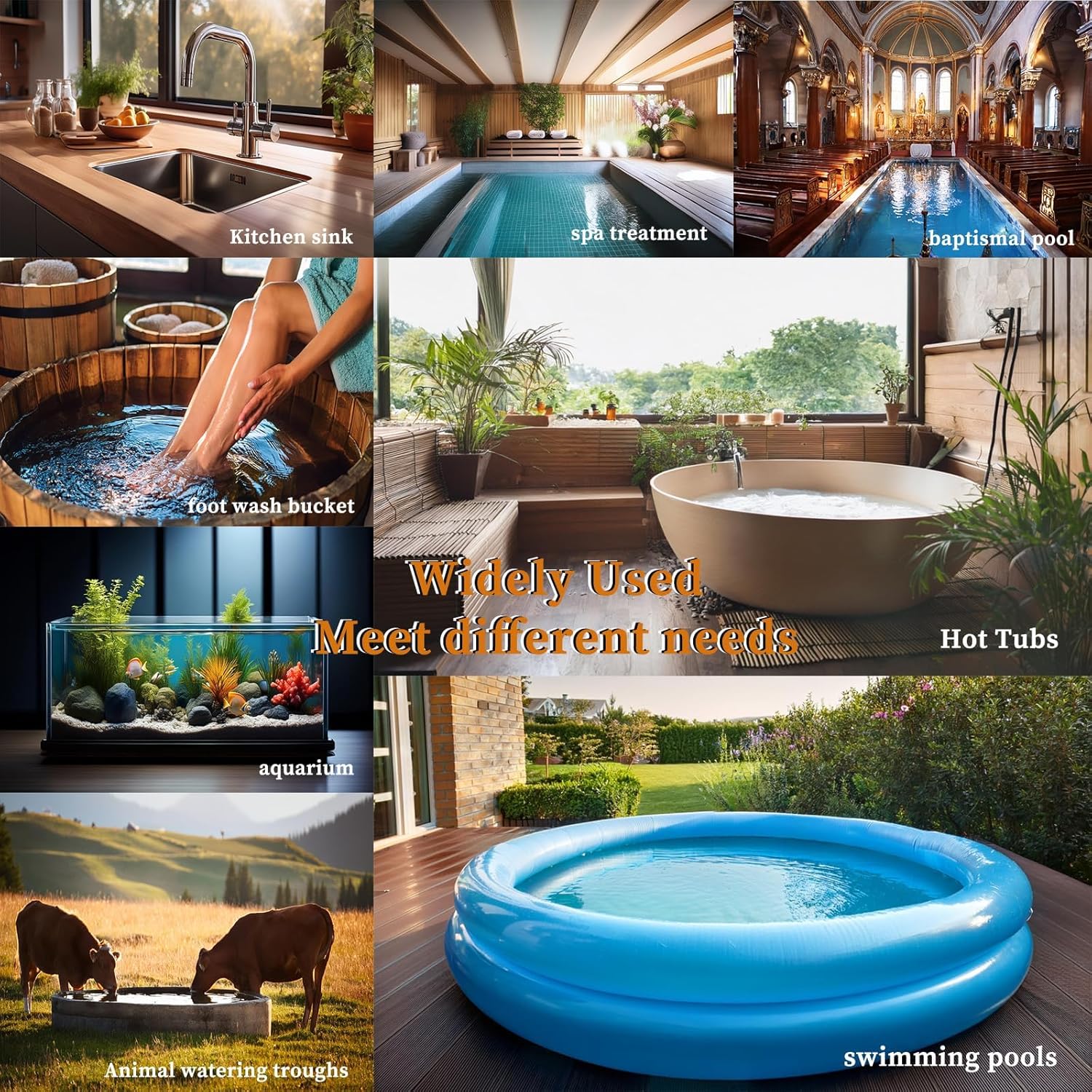 2000W Titanium Fully Submersible Portable Electric Inflatable Pool & Hot Tub Immersion Water Heater with GFCI, Temperature Control for Baptistry,Swimming Pool and Above Ground Pool - Image 7