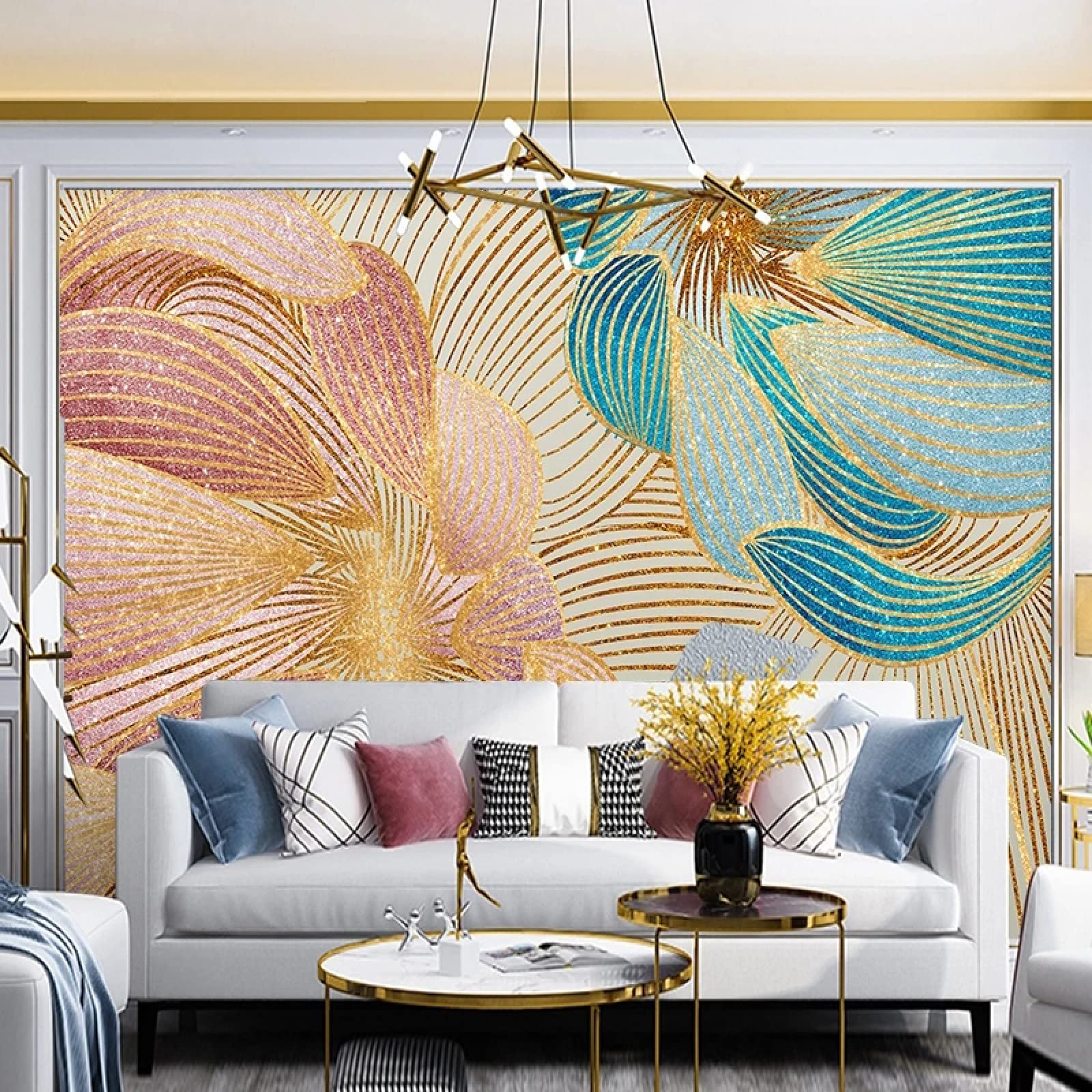 Papier peint moderne filigrane fleurs peintures murales salon déco 250x175cm