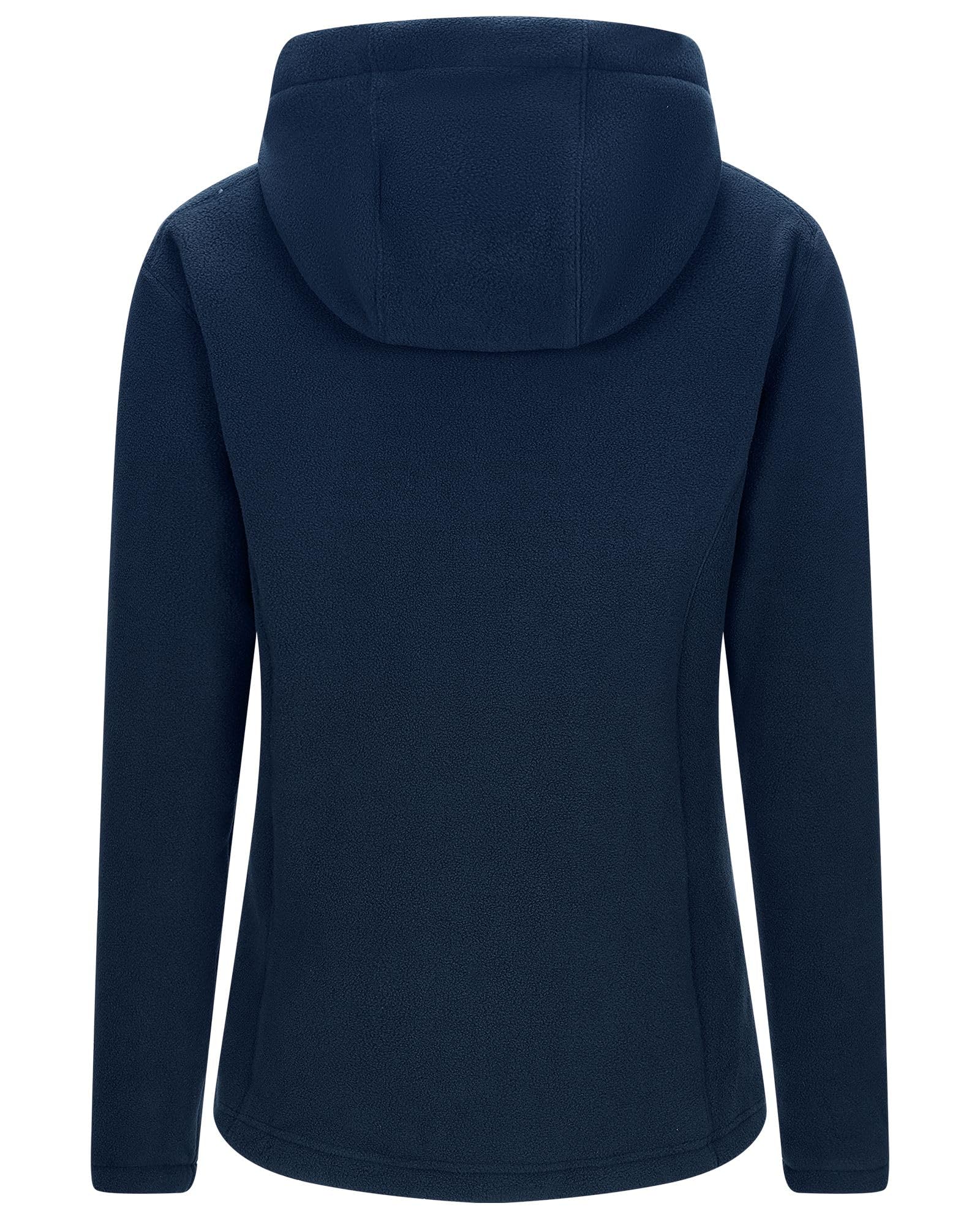 Outdoor Ventures Damen Fleecejacke mit Durchgehendem Reißverschluss Hoodie Frauen Fleece Sweatjacke Warm Kapuzenjacke Outdoor Damenjacke mit 6 Taschen für Wandern und Freizeit