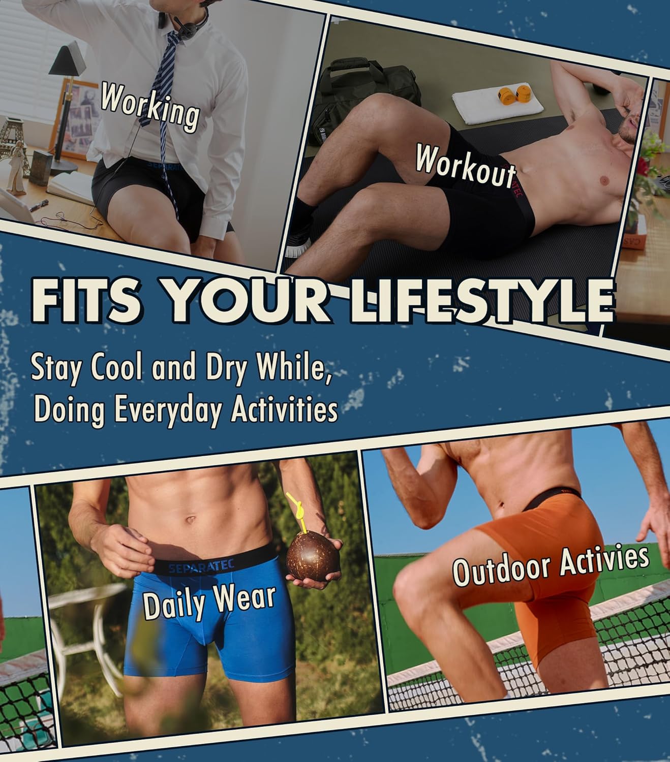 Separatec Dual Pouch Mens Underwear Breathable Cooling Rayon Made from Bamboo Underwear Men, Boxer Briefs and Trunks 7 Pack - Image 6