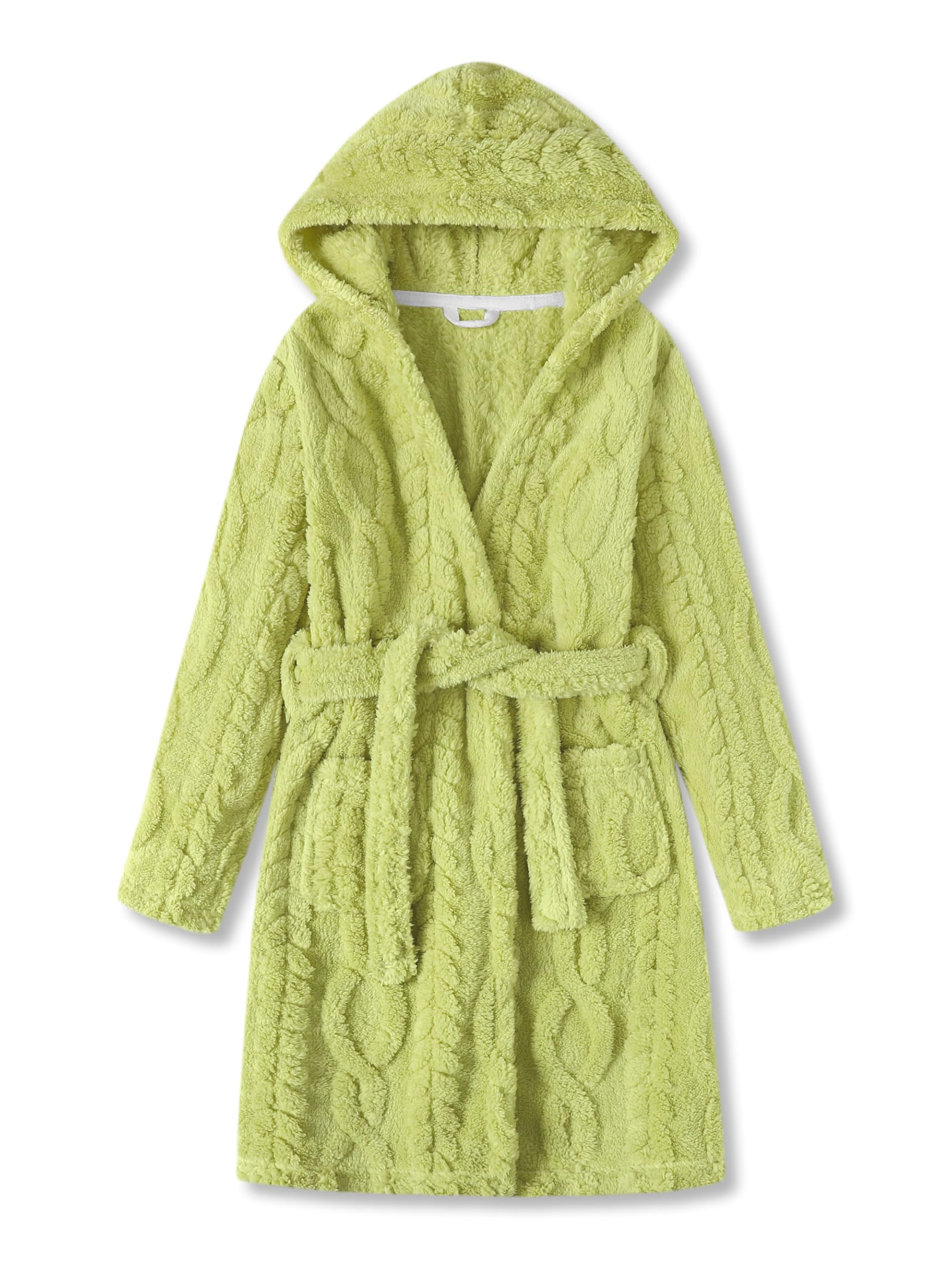 Topgal Leopard Cat Robe for Girls Fleece Toddler Kids Teen Hooded Bathrobe Size 4T-18