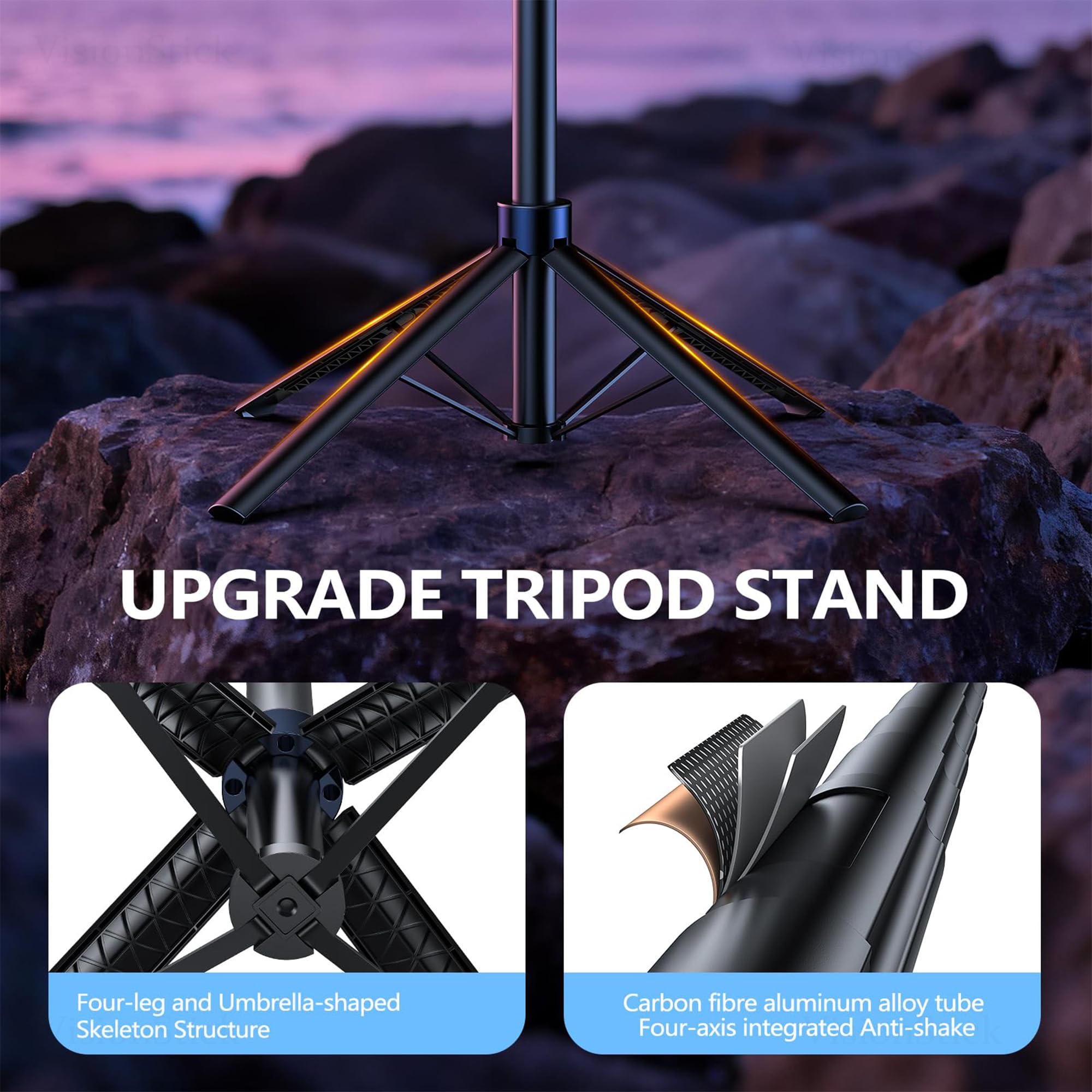 Smart Face Tracking Treppiede Selfie Stick con luce LED, rotazione a 360° 70 pollici Phone Camera Stand con telecomando Bluetooth, perfetto per registrazione video, trasmissione live e contenuti