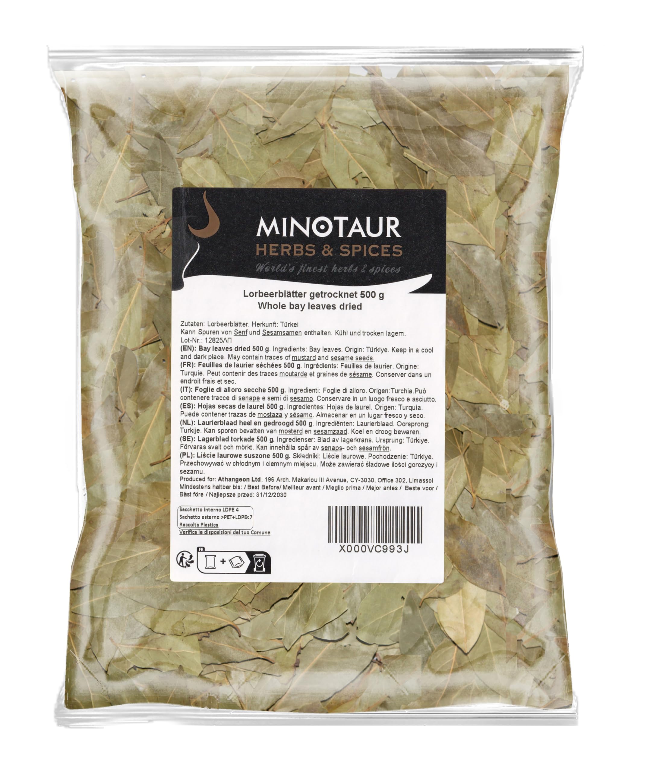 Minotaur Spices | Feuilles de laurier séchées | 2 x 500 g (1 Kg)