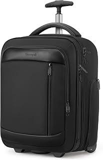 Carry on Luggage with Wheels, Multi-functional Airline Approved Underseat Carry-On Rolling Suitcase, 15.6" Lightweight Overnight Weekender Bag Travel Business Roller for Men Women, Black
