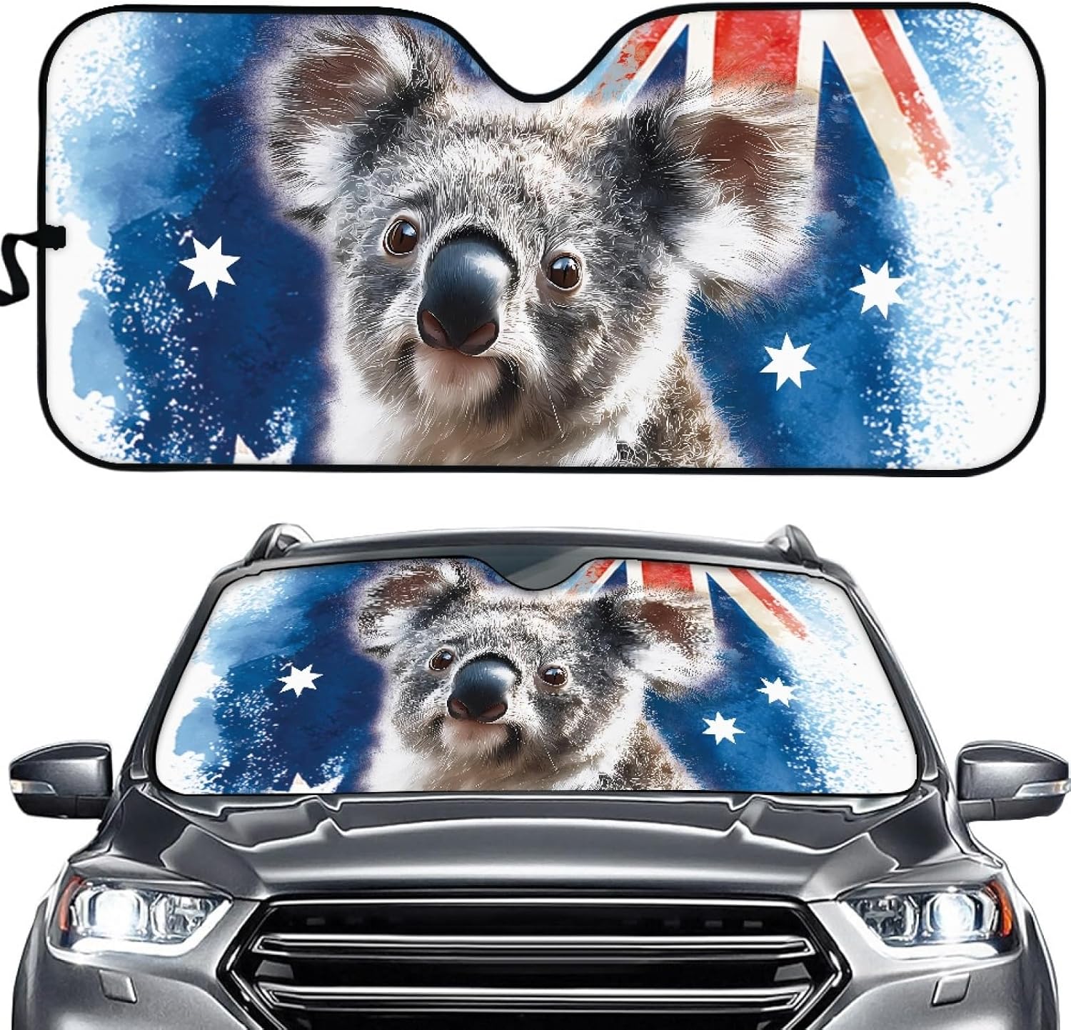 Amzbeauty Deer Foliage Print Universal Front Sunshade Blocks Harmful UV Rays Keeps Cabin Cool Easy Installation