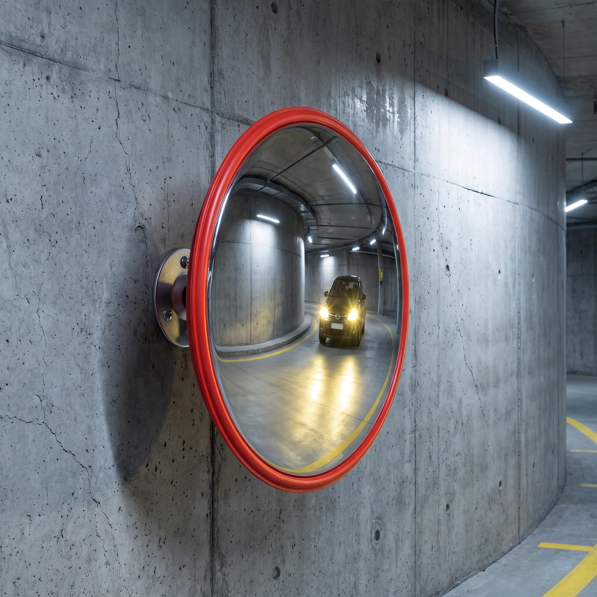 Kisangel Miroir convexe d'intérieur, miroir de circulation grand angle pour une sécurité accrue dans les bureaux, entrepôts, parkings et zones d'angle mort, orange