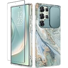 GVIEWIN for Samsung Galaxy S25 Ultra Case with Slide Camera Cover Marble
