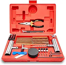 TOOLUXE Kit universal de reparo de pneu resistente 50003L | Pacote econômico de 57 peças | Corrigir furos e planilhas de plugue | Ideal para carros, caminhões, motocicletas, ATV, jipes, veículos