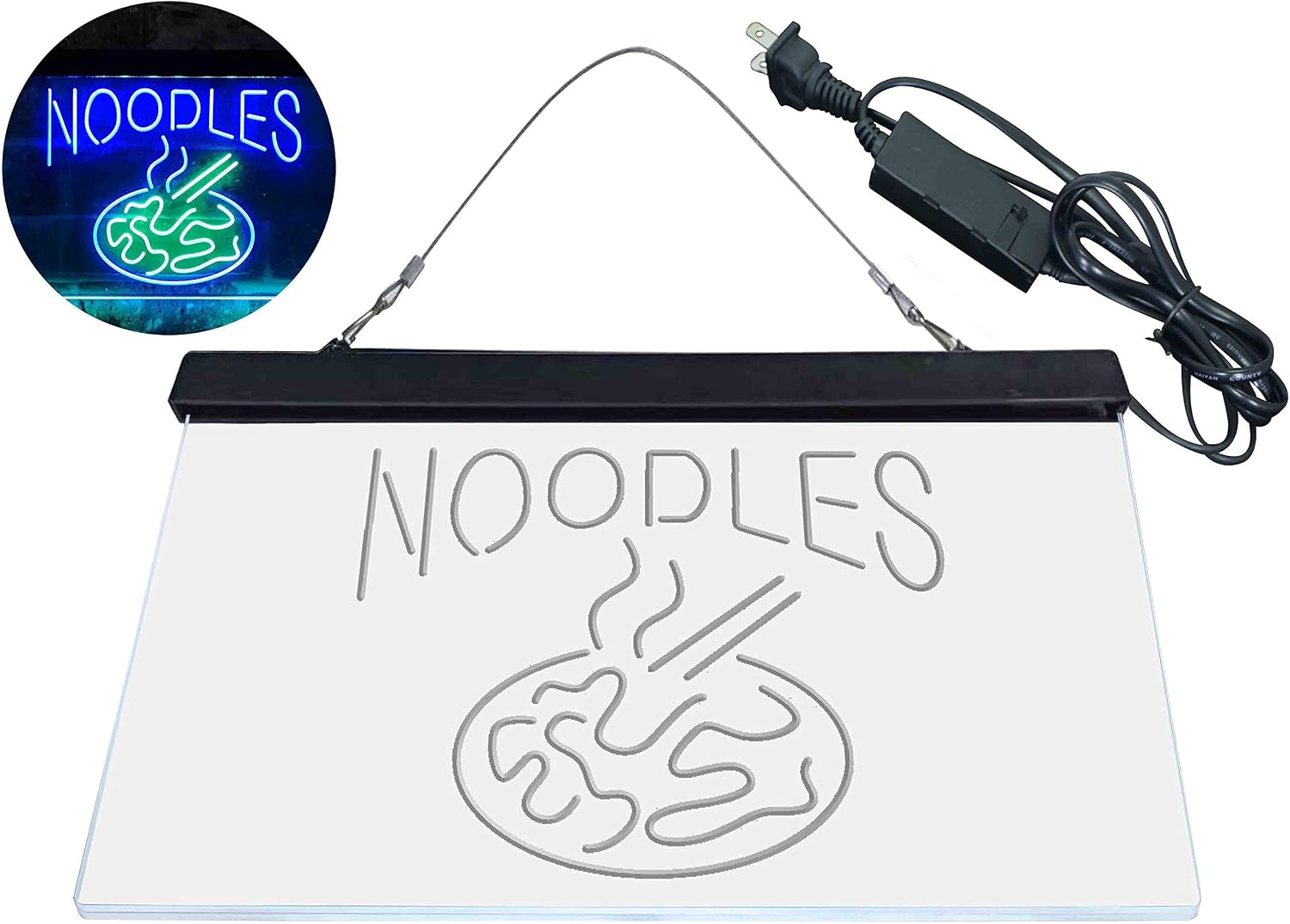 ADVPRO Noodles Fire Snack Shop Dual Color LED Neon Sign Green & Blue 12 x 8 Inches st6s32-i3855-gb