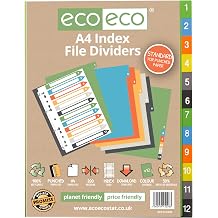 eco-eco A4 50% Recycled Set 12 Index File Dividers