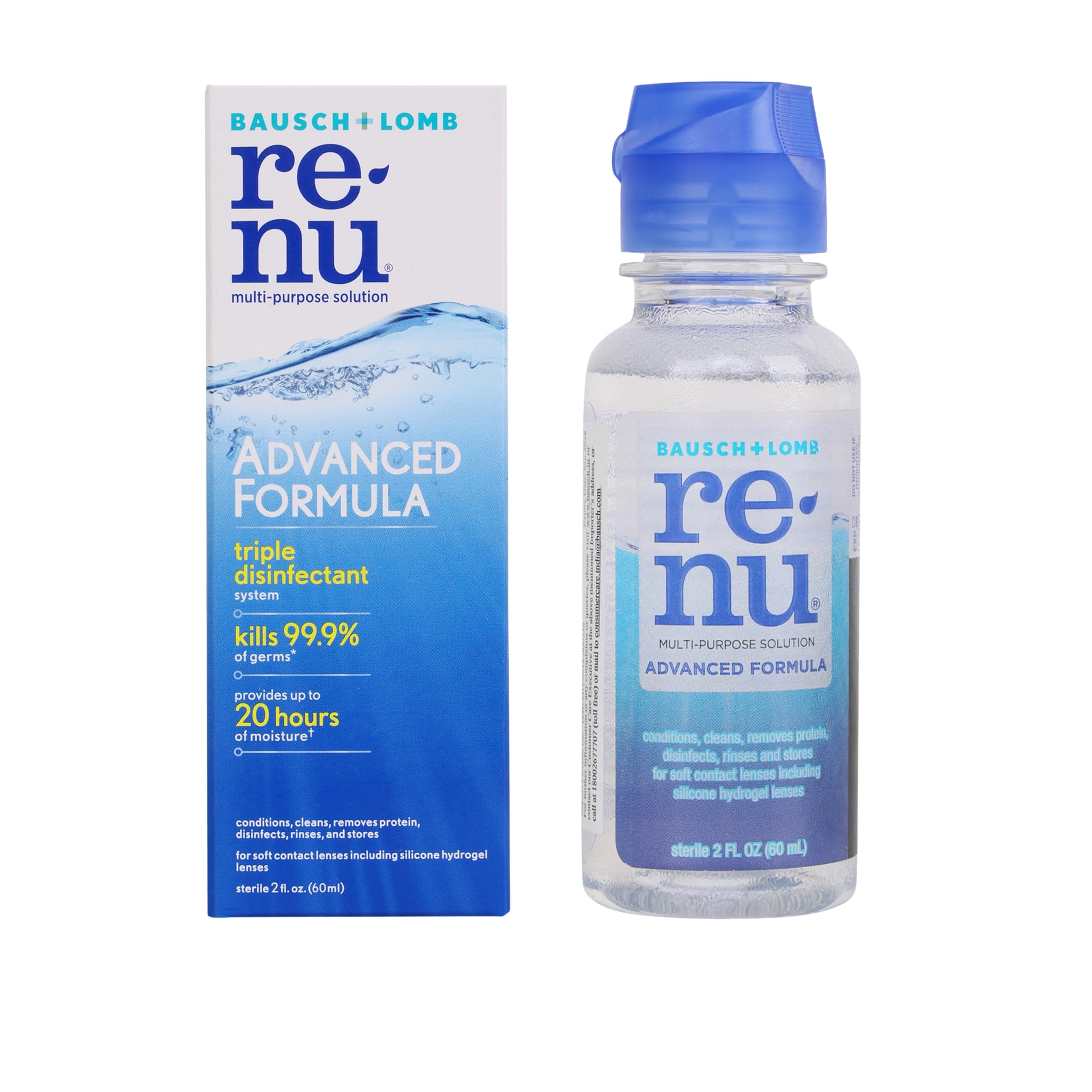 Bausch + Lomb Renu Advanced Multi Purpose Contact Lens Cleaning Solution (60ml) - Pack of 1-image-7