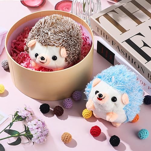 Miniatura 6 de RAYNAG 2 piezas de peluche erizo llavero colgantes animales de peluche llavero encantos mochila accesorio adorable bolso colgantes, al azar