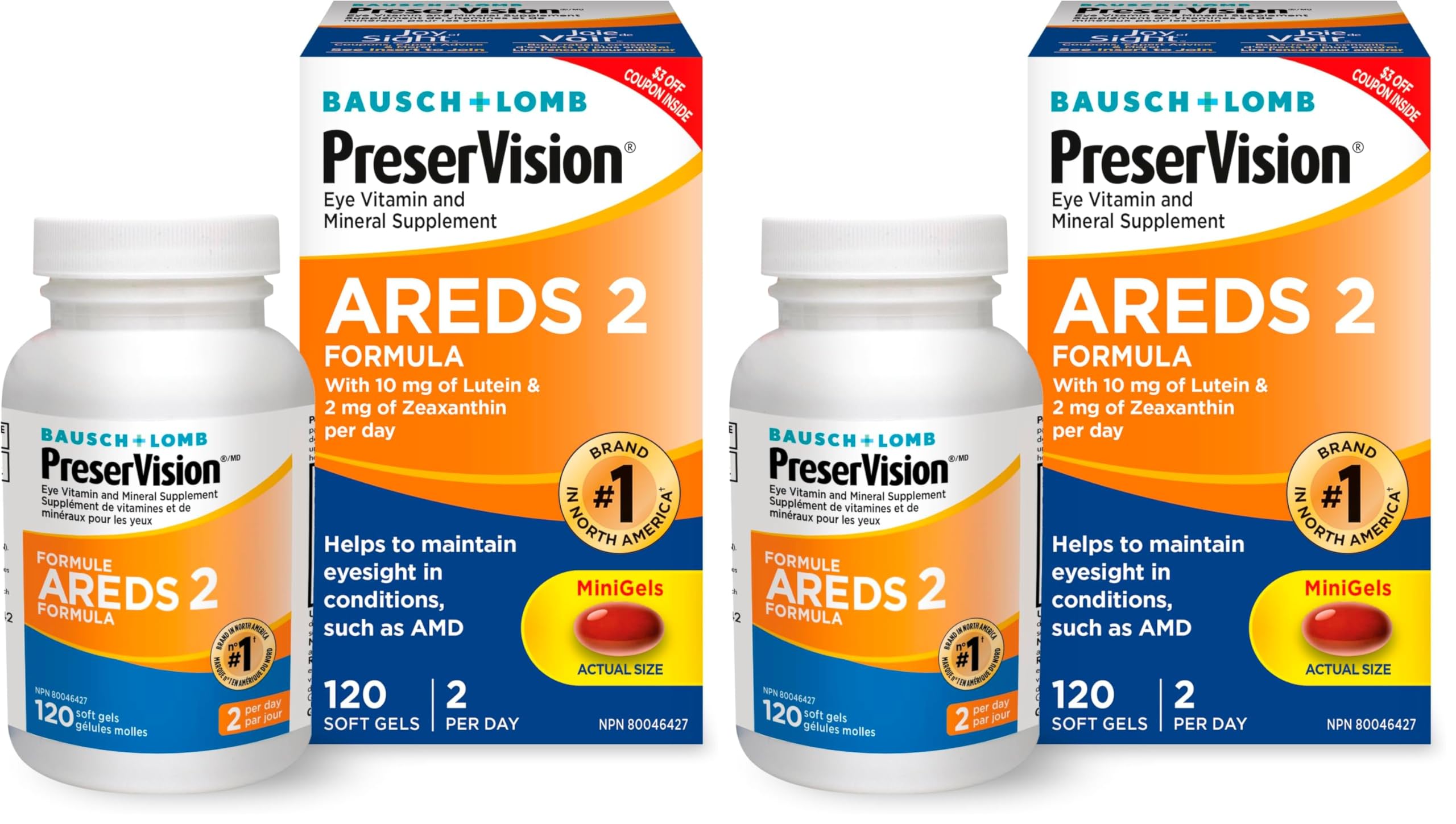 PreserVision AREDS 2 Eye Vitamins 120 Count (240 Softgels) | NEI Recommended Formula - main product image