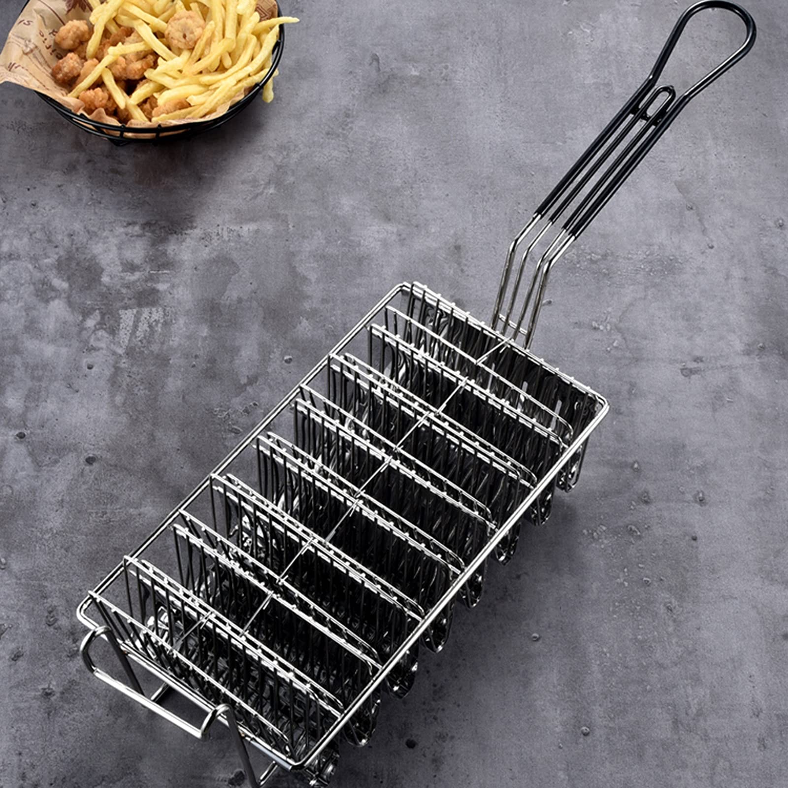 Cestino di patatine fritte 8 strati in acciaio inox cestello frittura a forma di V a forma di fry cestello croccante pancakes taco fright basket strumento speciale strumento speciale cestino-2 pacchet