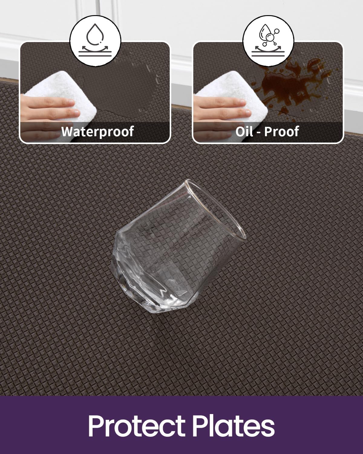 DEXI Kitchen Floor Mats Cushioned Anti Fatigue, 23x86, Large Long Standing Runner Rug Waterproof, Comfort Memory Foam Padded for Front Sink Laundry, Brown