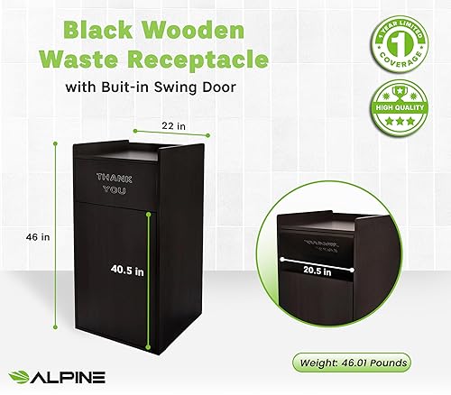 Miniatura 2 de Alpine - Bote de basura para restaurante  Bote de basura comercial de 40 galones, receptáculo de basura interior con soporte para bandeja para
