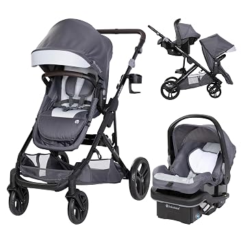 Baby Trend Morph Single to Double Modular Stroller Travel System with EZ-LiftTM Plus Infant Car Seat, Dash Grey