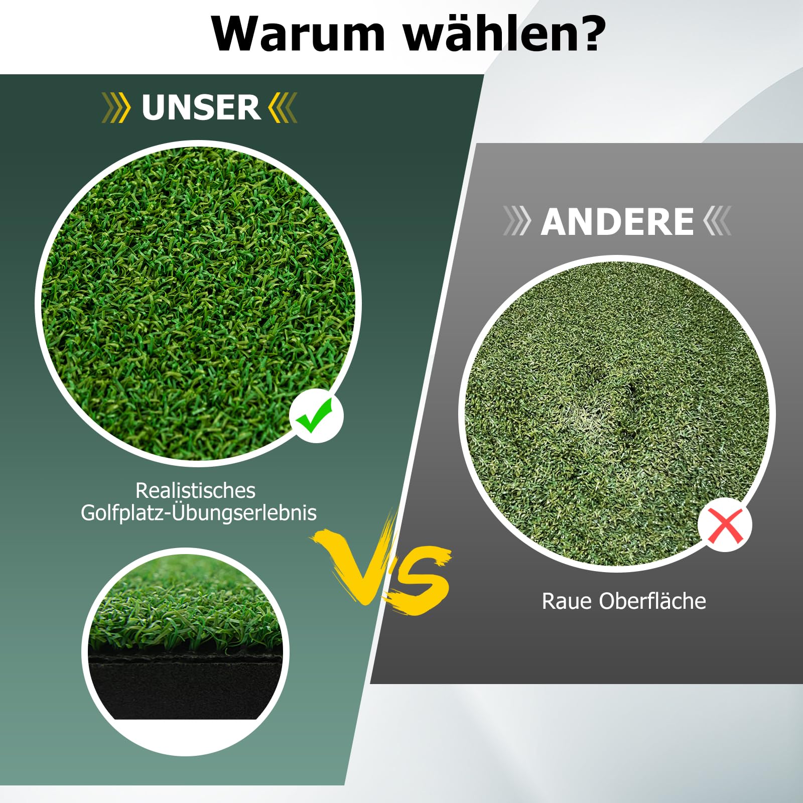 GOPLUS Golf Abschlagmatte, 152x92 cm / 152x117 cm Golf Übungsmatte mit 2 Ausrichtungsstäben & 2 Golf Tees, Golf Trainingsmatte für für Golfliebhaber & Anfänger, drinnen & draußen
