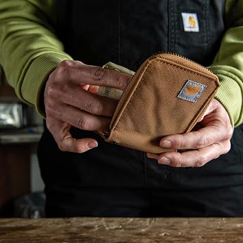 Carhartt Men's Nylon Duck Zipper Wallet, Carhartt Brown