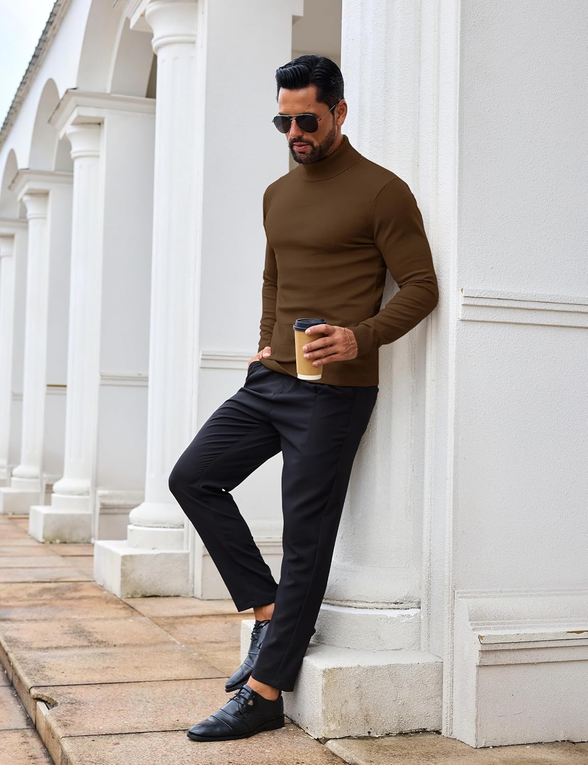 EKLENTSON Men's Turtleneck Sweaters Knitted Pullover Long Sleeve Lightweight Slim Fit Sweater Fall Winter - Image 4