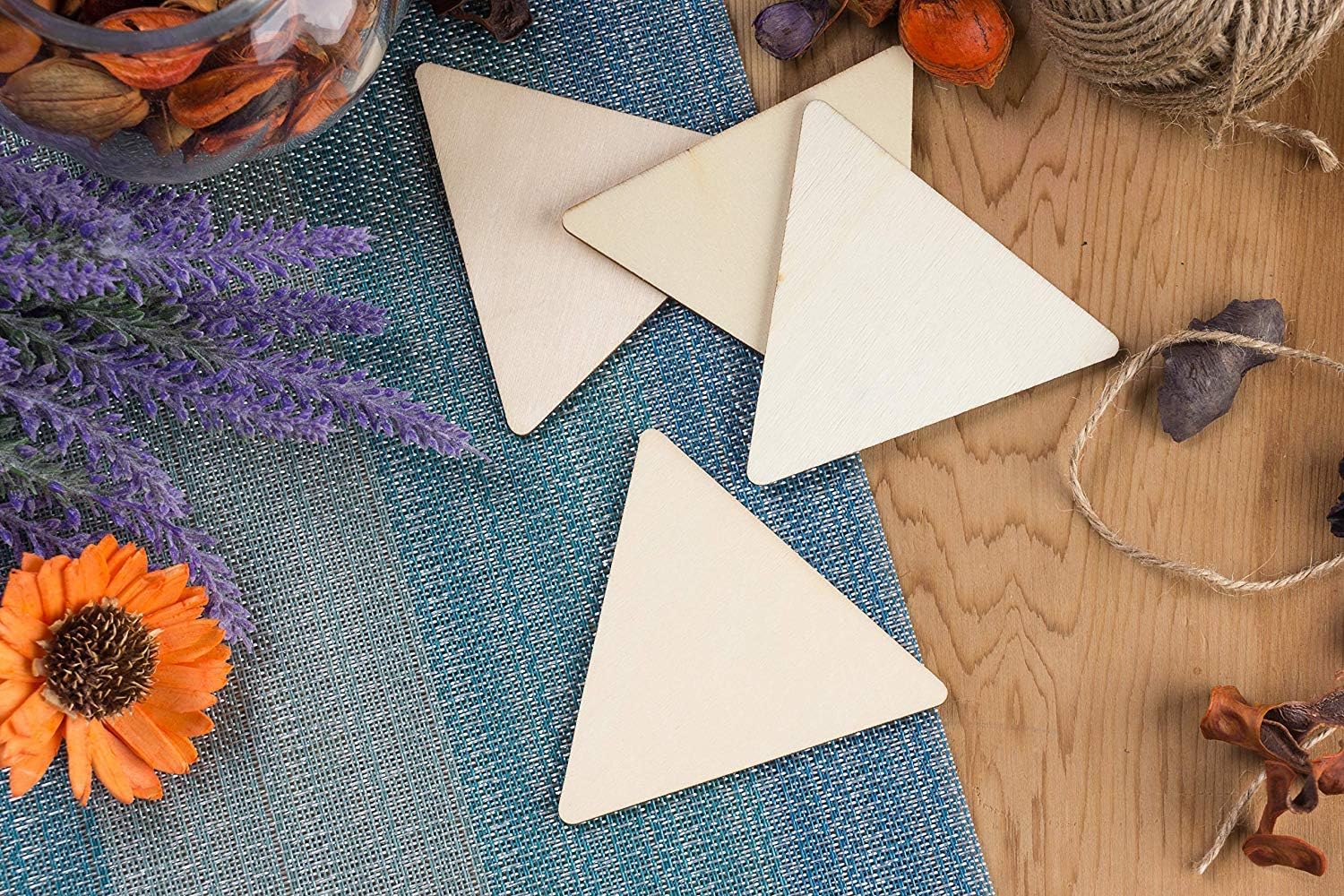 Unfinished Wood Cutout - 24-Pack Triangle Shaped Wood Pieces for Wooden Craft DIY Projects, Gift Tags, Home Decoration, 3.6 x 3.1 x 0.1 inches