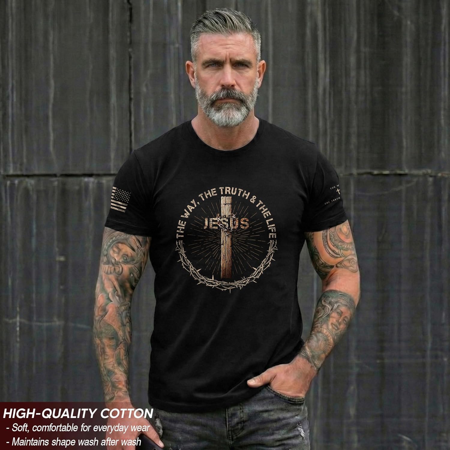 Jesus The Way The Truth The Life Shirt, Christian Shirts for Men, Cross Shirt, Bible Verse Tshirt, Faith Shirts for Men 2