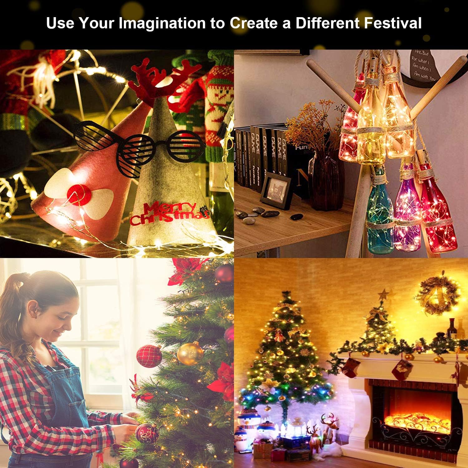 DOFASAYI String Lights with Clips - 33Ft 100 Led Photo Clip String Light with Battery Operated String Lights with 50 Clear Clips for Hanging Pictures, Fairy String Lights for Bedroom,Party,Decoration