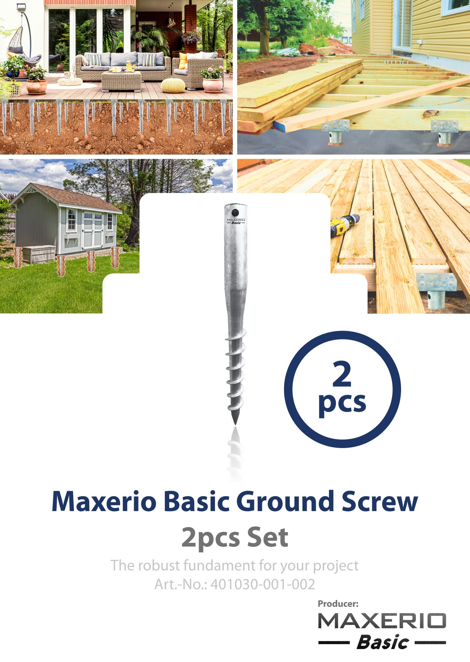 60 cm Core Schraubfundament 2er Set; Ø 60 x 2; M12