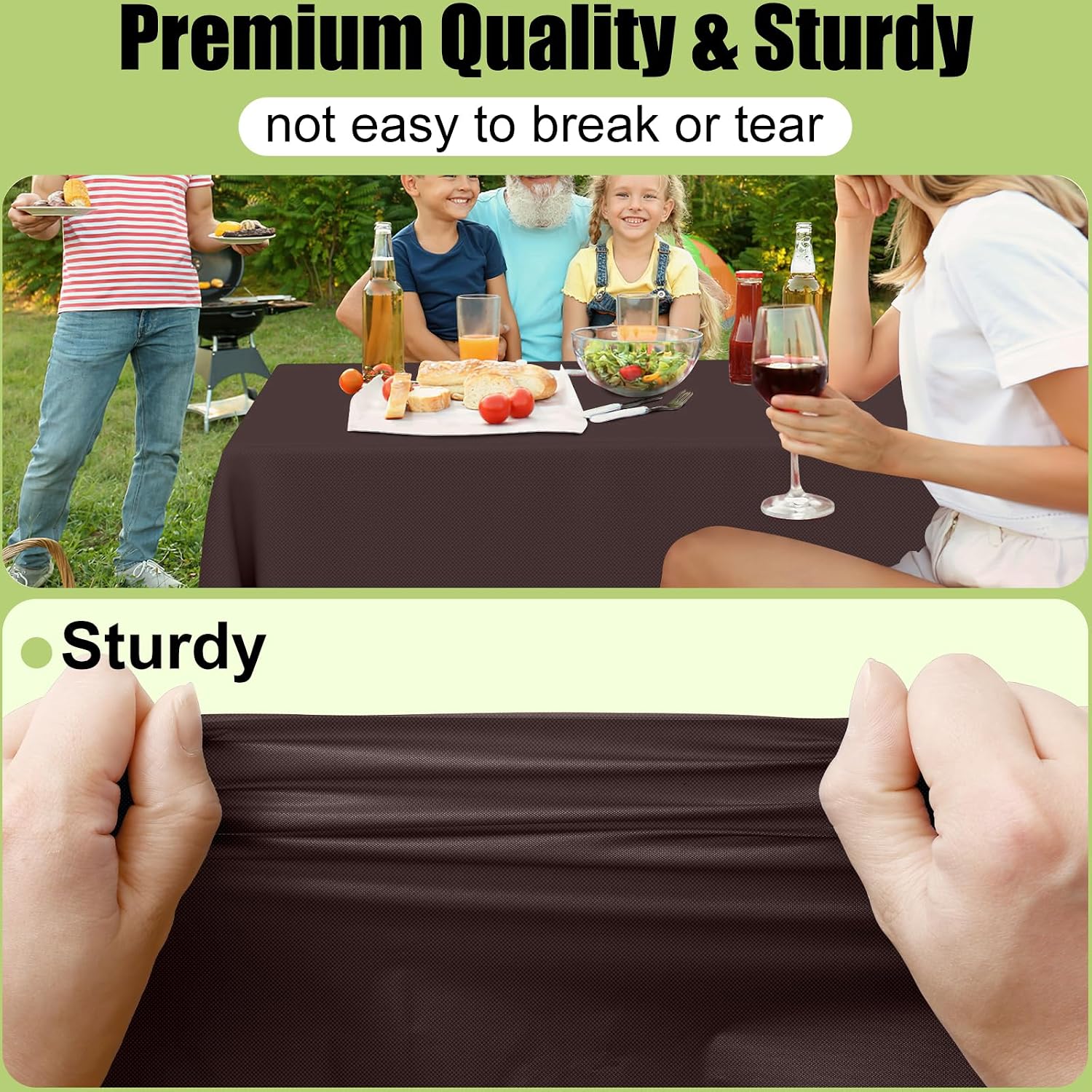 Smiry Disposable Table Cloth - 12 Pack, 54 x 108 Inch Waterproof Rectangle Tablecloths for Parties, Decorative Plastic Table Cover, Leakproof & Sturdy, Coffee image 2