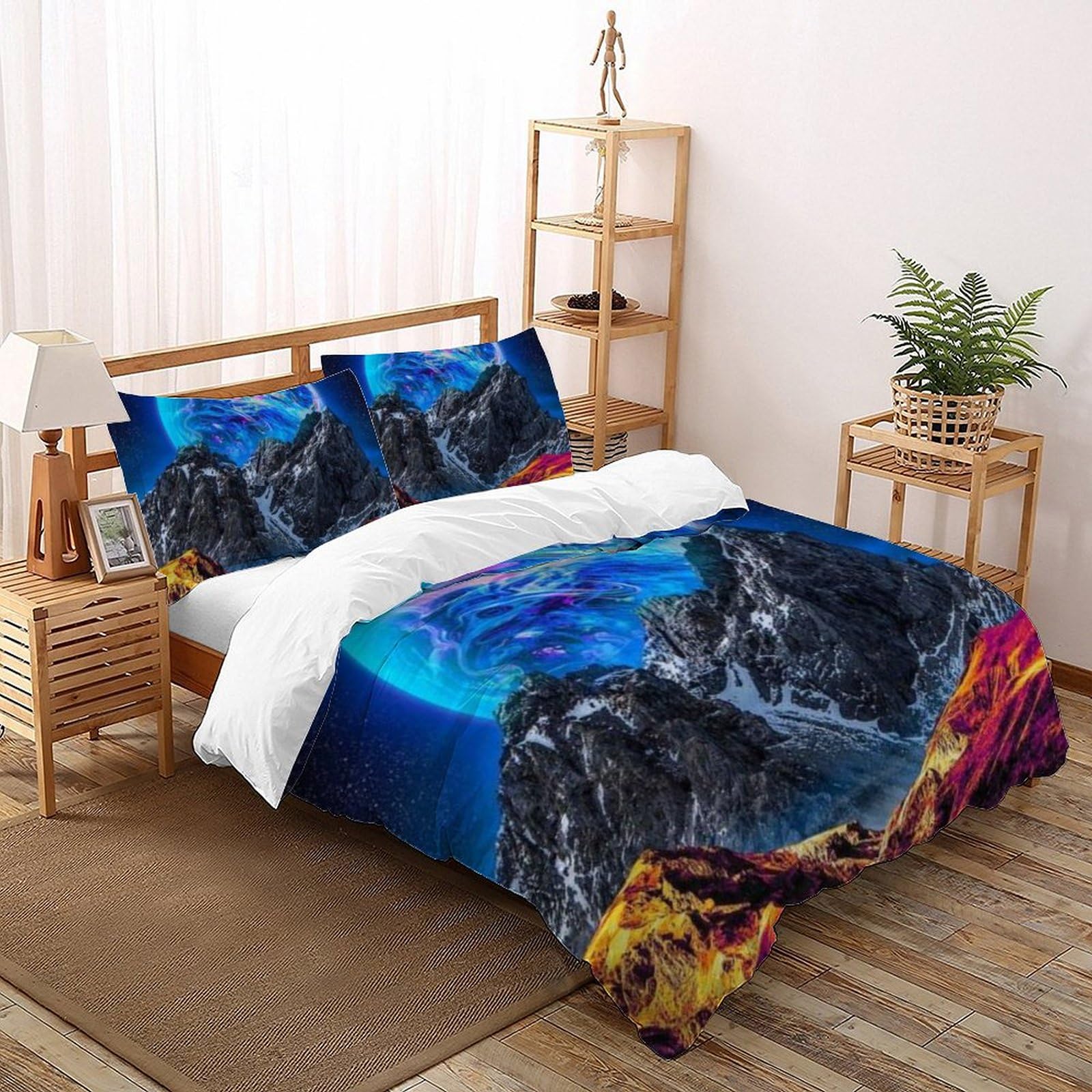 Housse de couette super king Sommet de la Lune en microfibre imprimée 3D de haute qualité 260x220cm