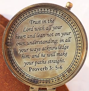 Mariyam Art Handicraft Trust in The Lord with All Your Heart Engraved Compass, Proverbs 3: 5-16 Engraved Gifts, Confirmation Gift Ideas, Religious Gifts, Missionary Gifts