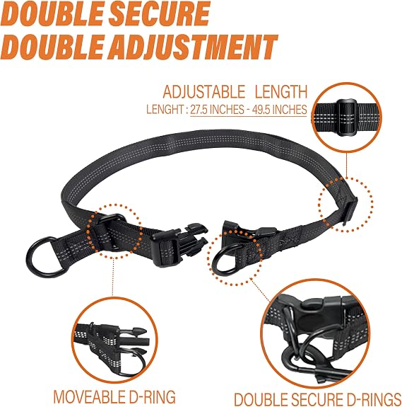 Hands Free Dog Leash with Waterproof Pouch, Adjustment Bungee Leash with Dual Soft Padded Handles for Hiking, Walking, Jogging and Running Your Dogs(Red)