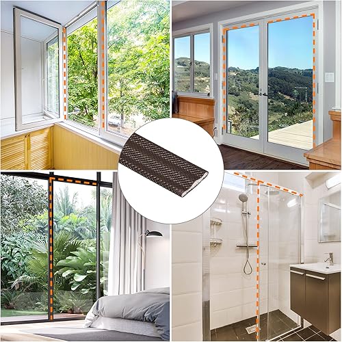 Miniatura 7 de uxcell Burlete para marco de puerta, 21 pies x 0.43 pulgadas, tira de espuma autoadhesiva para ventana, tira de espuma flexible insonorizada para