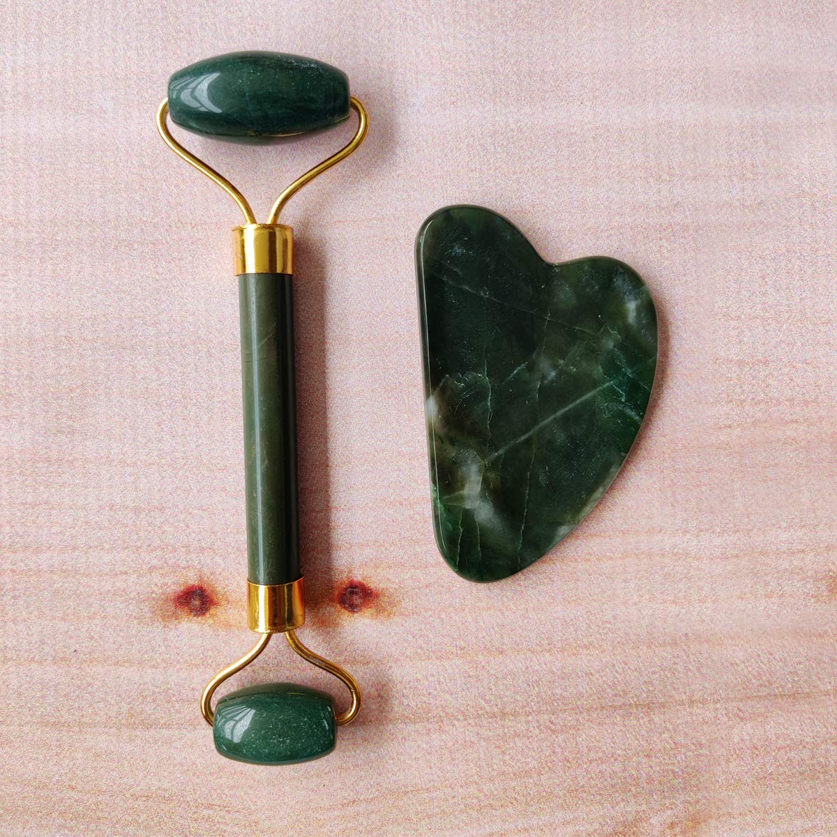 Shubhanjali Green Jade Facial Massage Roller,Gua Sha SPA Massage and Relaxation for Body, Face, Neck, Eye's,Massage Roller,Jade Roller for Face Wrinkles,Combo