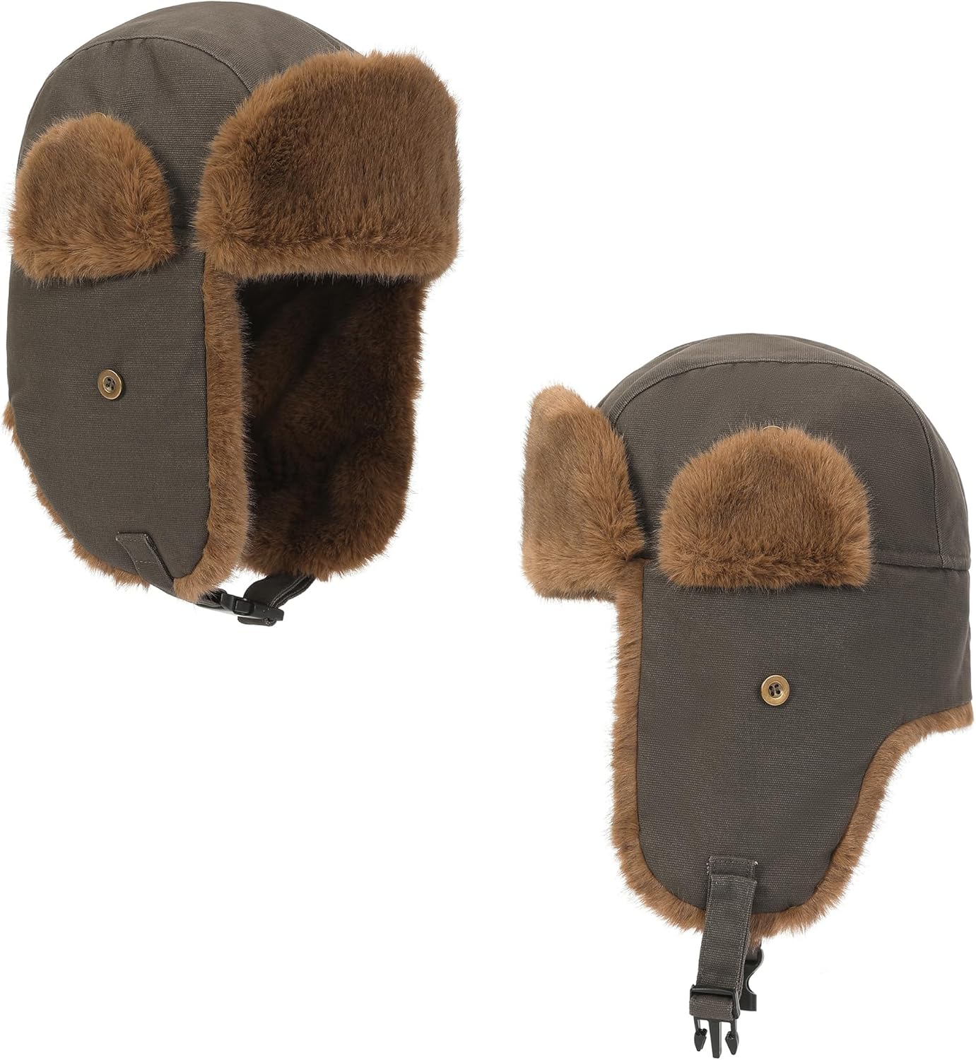 Burnell Men’s Trapper Hat –Russian Trooper Style, Faux Fur Ear Flaps
