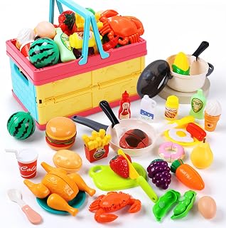 IKEA キッチン セット ままごと: 人気の理由と選び方ガイド 24 HOLYFUN 6005 Kudamono Educational Toys, 48-Piece Set, Pretend Play, Folding Basket, Realistic Food, Fruits and Vegetables, Cutting Play, Kitchen, Pot, Pretend Cooker, Cooking Play Set, Parent and