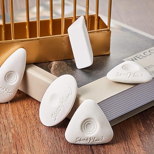 Miniatura 6 de Outus Borradores de cubo con agarre de diferentes formas, borrador de vinilo blanco para dibujo, escritura, bocetos (16)
