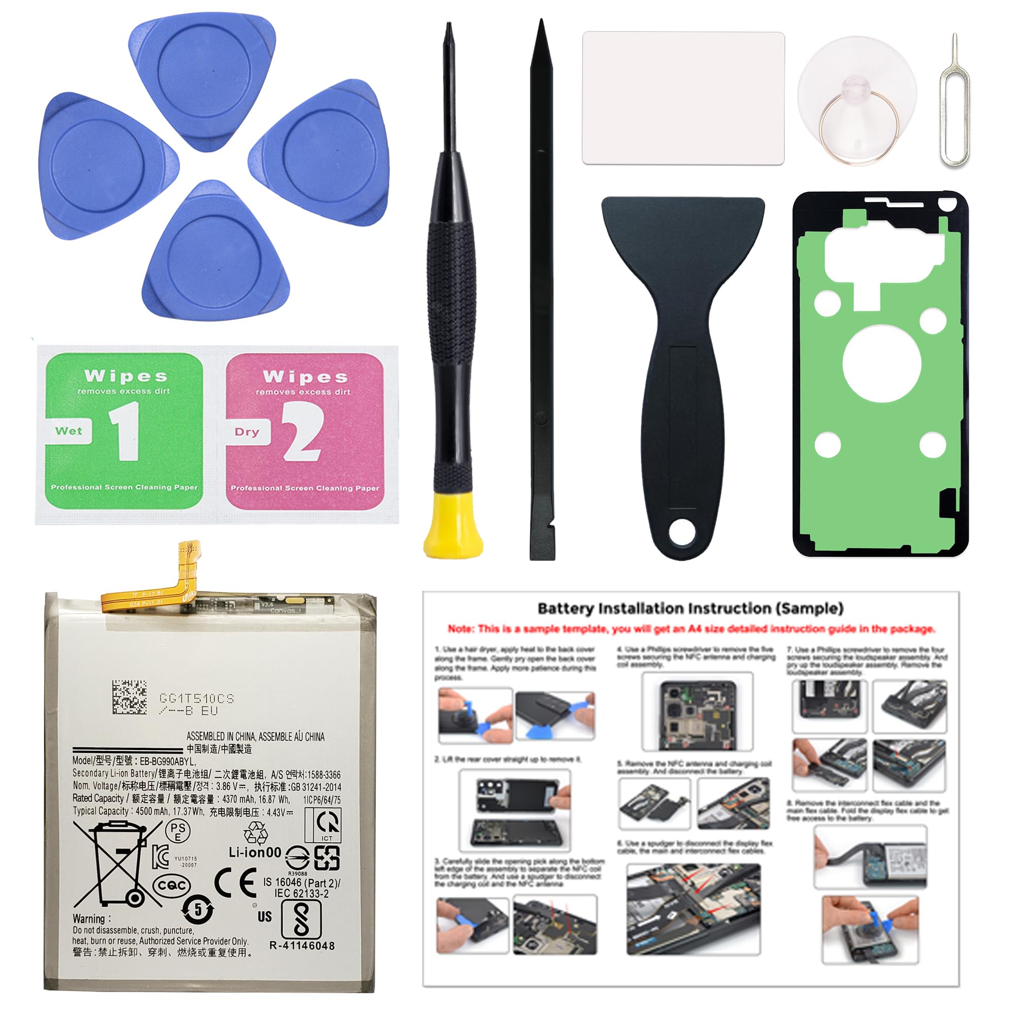 New Upgraded Battery for Galaxy S21 FE, EB-BG990ABY Replacement Battery Compatible with Samsung Galaxy S21 FE, with Repair Tools & Instruction