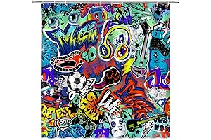 Vibrant Graffiti Shower Curtain: Urban Art for Your Bathroom