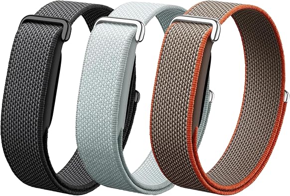 3 Pack Nylon Sport for Google Fitbit Air Band | Hook & Loop Adjustable Bands Only for Fit Bit Air, Breathable Lightweight Replacement Straps Stretchy Elastic Soft Wristband for Men Women Workout Sleep