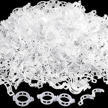 Anyumocz 400 Pcs Plant Support Clips, Snap-On Trellis Clips for Climbing Plants, Tomato & Grape Vine Support, 1" Inner Diameter Plastic Garden Clips to Grow Upright White