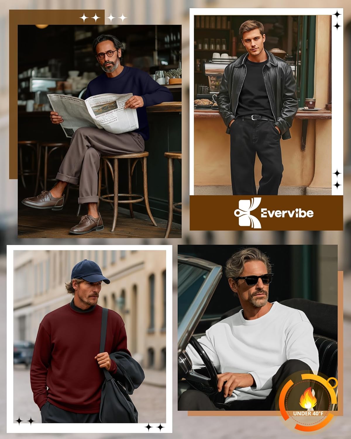 4 Pack Men's Big and Tall Long Sleeve Fleece Shirts, Crew Neck Thermal Sweatshirts Loose Casual Soft Basic Tops - Image 2